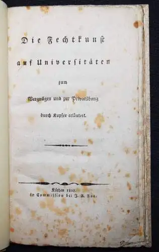 Venturini, Fechtkunst auf Universitäten 1802 äußerst selten ! FECHTEN STUDENTICA