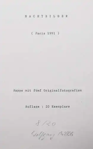 Billeb, Wolfgang. Nachtbilder SIGNIERT 5 ORIG.-PHOTOGRAPHIEN NUMMERIERT 1/20
