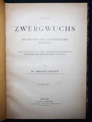 Paltauf, Über den Zwergwuchs in anatomischer und... 1891 KLEINWÜCHSIGKEIT