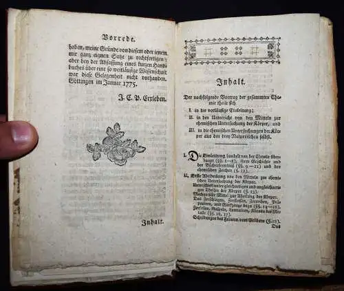 Erxleben, Anfangsgründe der Chemie - 1775 SELTENE ERSTE AUSGABE