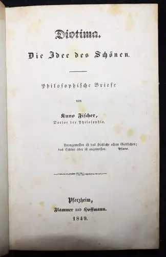 Fischer, Diotima - 1849 ERSTLINGSWERK - ÄSTHETIK