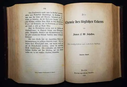 Johnston, Die Chemie des täglichen Lebens - 1869 LEBENSMITTELCHEMIE