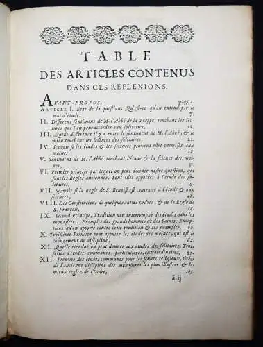 Mabillon, Reflexions...de M. l’abbe de La Trappe 1692 ORDENSGESCHICHTE