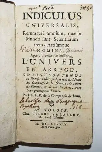 Pomey, Indiculus universalis rerum fere omnium...1684 WÖRTERBUCH