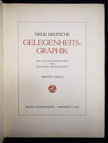 Braungart, Neue deutsche Gelegenheitsgraphik 1921 JUGENDSTIL REKLAME WERBUNG