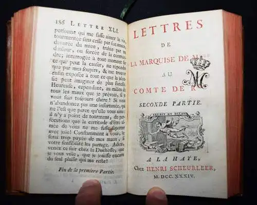 Crebillon, Lettres de la Marquise de M*** au Comte de R*** 1734 EROTICA EROTIK