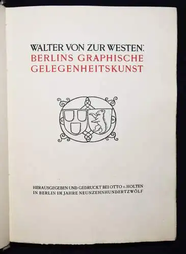 Zur Westen, Berlins graphische Gelegenheitskunst 1912 JUGENDSTIL REKLAME WERBUNG