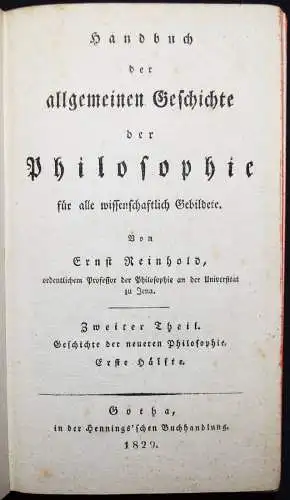 Reinhold, Ernst. Handbuch der allgemeinen Geschichte der Philosophie 1828-1830