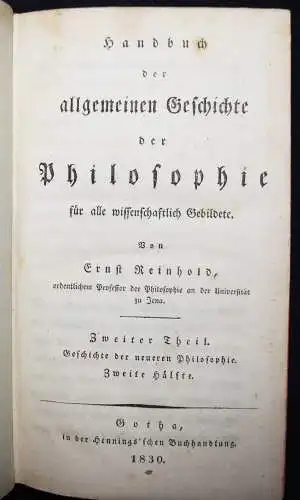 Reinhold, Ernst. Handbuch der allgemeinen Geschichte der Philosophie 1828-1830