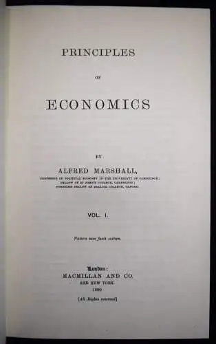 Marshall, Alfred. Principles of economics 1/1000 FAKSIMILE WIRTSCHAFT FINANZEN