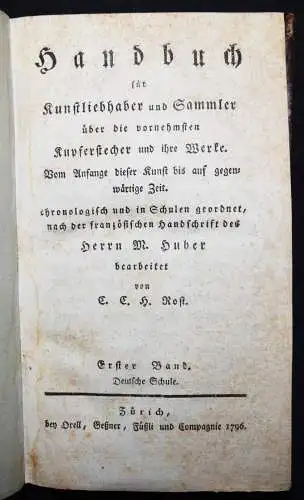 Huber, Handbuch für Kunstliebhaber und Sammler...1796-1804 LEXIKON