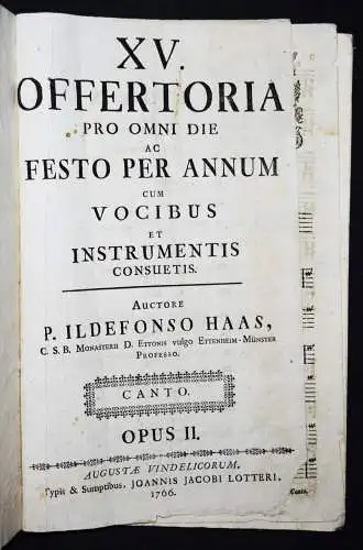 BAROCKMUSIK 1766 Haas, XV. Offertoria pro omni die ac festo per annum