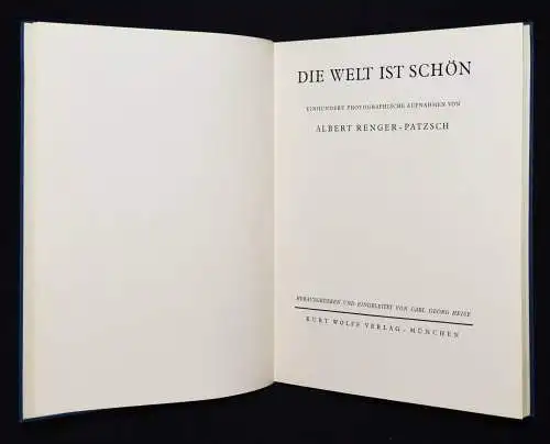 Renger-Patzsch, Albert. Die Welt ist schön 1928 mit BAUCHBINDE in ORIG.-SCHUBER!