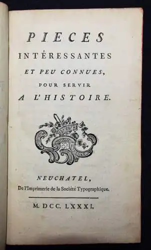 La Place, Pieces interessantes et peu connues 1781-1790 FRANKREICH PHILOSOPHIE