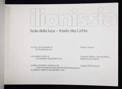 Heyne, Maren. Ilionissia - 1973 FIRST EDITION + ORIG.-PHOTOGRAPH