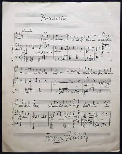 Lehar, Franz. Friederike. O Mädchen ~ 1927 HANDSCHRIFT OPERETTE SIGNIERT GOETHE