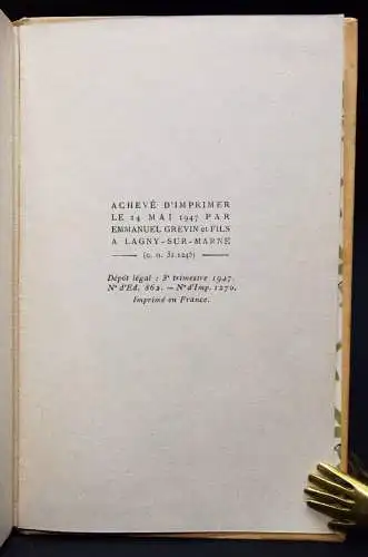 Camus, La peste. Gallimard 1947 PRIME EDITION ! NUM 985/2080 Ex.