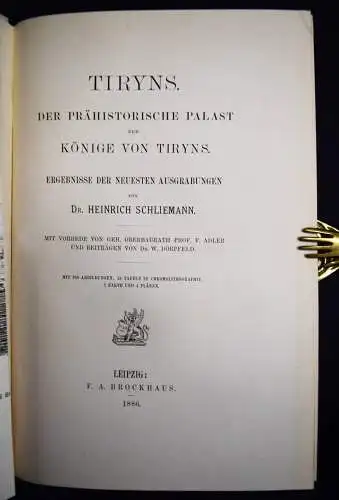 Schliemann, Heinrich. Tiryns. Brockhaus 1886. ARCHÄOLOGIE ANTIKE ALTERTUM