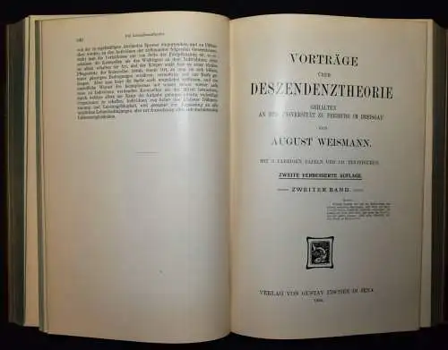 Weismann, August. Vorträge über Deszendenztheorie 1904 EVOLUTION GENETIK