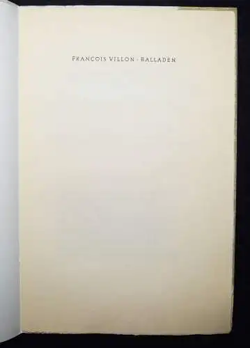 Villon, Francois. Balladen - SIGNIERT - 1953