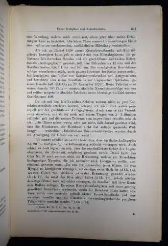 Dallos, Haftgläser und Kontaktschalen 1933 KONTAKTLINSEN OPTIK AUGENHEILKUNDE