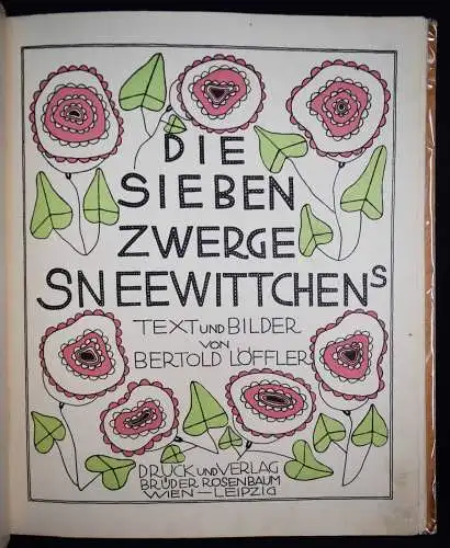 Löffler, Die sieben Zwerge Sneewittchens - 1911 WIENER JUGENDSTIL BILDERBUCH