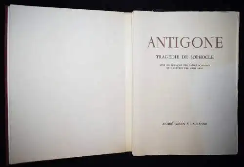 Sophokles, Antigone: Tragedie de Sophocle - 1949 SIGNIERT NUMMERIERT 1/230