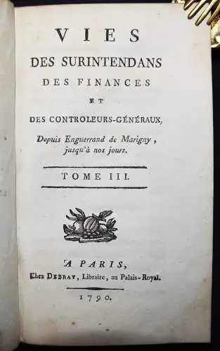 Richer, Adrien. Vie des surintendans des finances 1790 FINANZGESCHICHTE FINANZEN