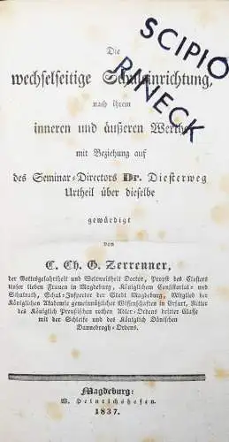 Zerrenner, Die wechselseitige Schuleinrichtung - 1837 - Schule