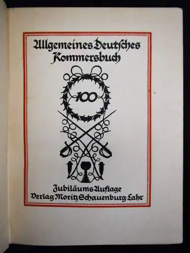 Allgemeines Deutsches Kommersbuch. 100. A. Schauenburg 1914 NUMMERIERT