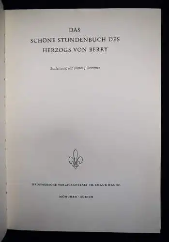 Rorimer, James F. Das schöne Stundenbuch des Herzogs von Berry BUCHMALEREI