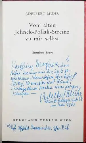 Muhr, Vom alten Jelinek-Pollak-Streinz zu mir selbst 1962 ERSTE AUSGABE SIGNIERT