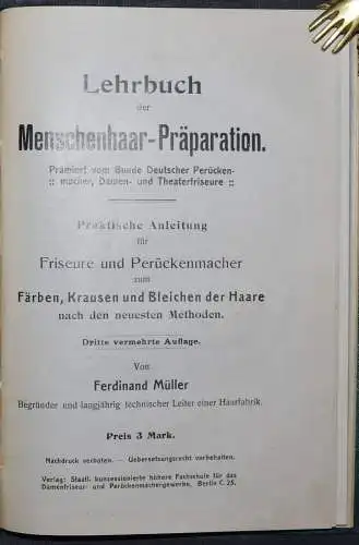 Schmitt, Berufskunde für Friseure und Perücken-macher - Haare - 1926