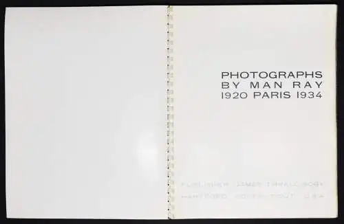 Man Ray, Photographs 1920-1934 FIRST EDITION FIRST PRINTING RARE CATALOGUE !