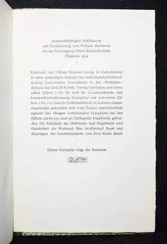 ´Thomas Mann - Die Begegnung -1953 NUMMERIERT 1/600 Exemplaren - Pressendruck