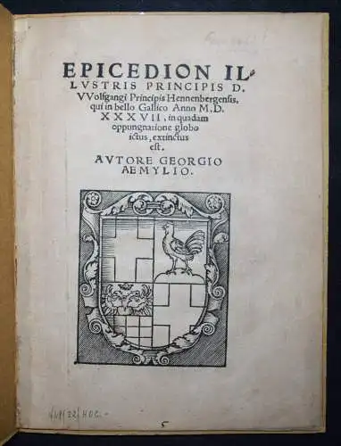 Aemilius, Epicedion illustris principis D. Wolfgangi Principis 1538 GENEALOGIE