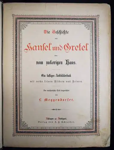 Grimm, Die Geschichte von Hansel und Gretel 1887 - LOTHAR MEGGENDORFER SELTEN !