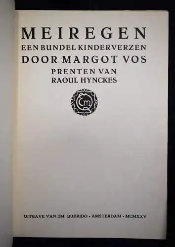 Vos, Margot. Meiregen. 1925 EINZIGE AUSGABE EXPRESSIONISMUS NIEDERLANDE