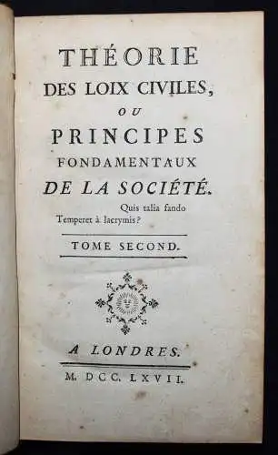 Linguet, Theorie des loix civiles ou principes 1767 SOCIALISME ECONOMIE