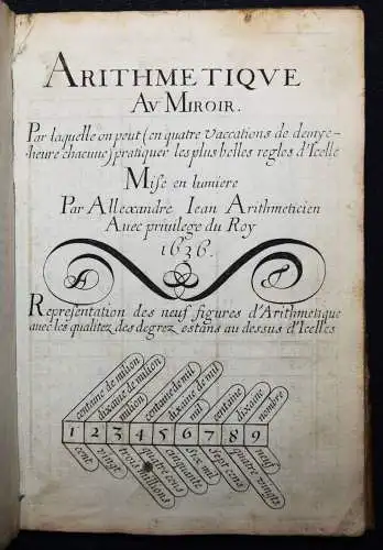 Jean, Alexandre. Arithmetique au miroir 1636-1649. ARITHMETIK MATHEMATIK