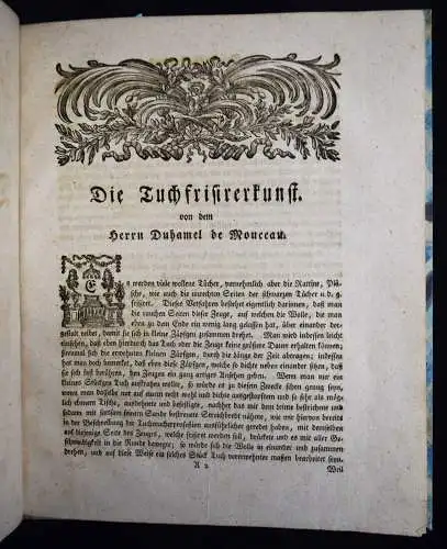 Duhamel du Monceau, Die Tuchfrisirerkunst 1767 TEXTILINDUSTRIE TEXTILFABRIKATION