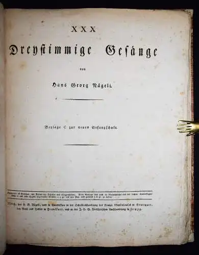 Pfeiffer, Gesangbildungslehre nach Pestalozzischen Grundsätzen 1810 GESANG