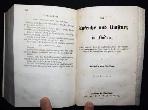 Andlaw-Birseck, Der Aufruhr und Umsturz in Baden 1850-1851 - REVOLUTION 1848