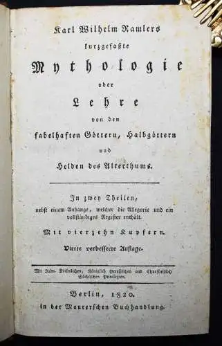 Ramler, Kurzgefaßte MYTHOLOGIE - HELDEN SAGEN GÖTTER ANTIKE