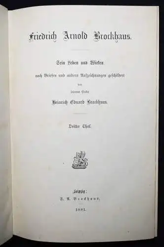 Brockhaus, Friedrich Arnold Brockhaus 1872-1881 BIOGRAPHIE VERLAGSGESCHICHTE