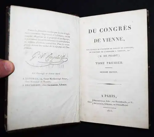 Napoleon I. – Pradt, Du Congrès de Vienne - 1815 WIENER KONGRESS