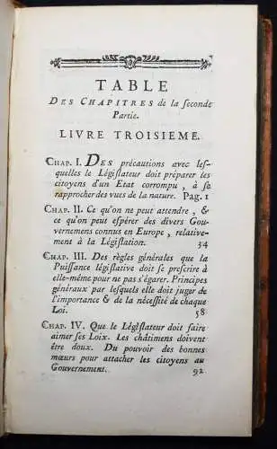 Mably. De la législation. Amsterdam 1776 UTOPIE SOZIALISMUS ZIVILRECHT