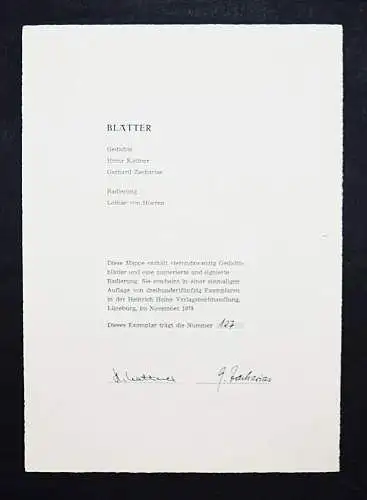 Kattner, Blätter -  G. Zacharias - SIGNIERTE RADIERUNG 300 NUM. EXEMPLARE