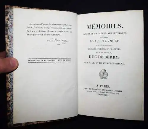 Chateaubriand, Memoires, lettres et pièces... 1820 + Walsh, George Sand - 1837