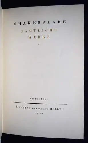 Shakespeare, William. Sämtliche Werke. Müller 1925 GESUCHTE HALBLEDERWERKAUSGABE